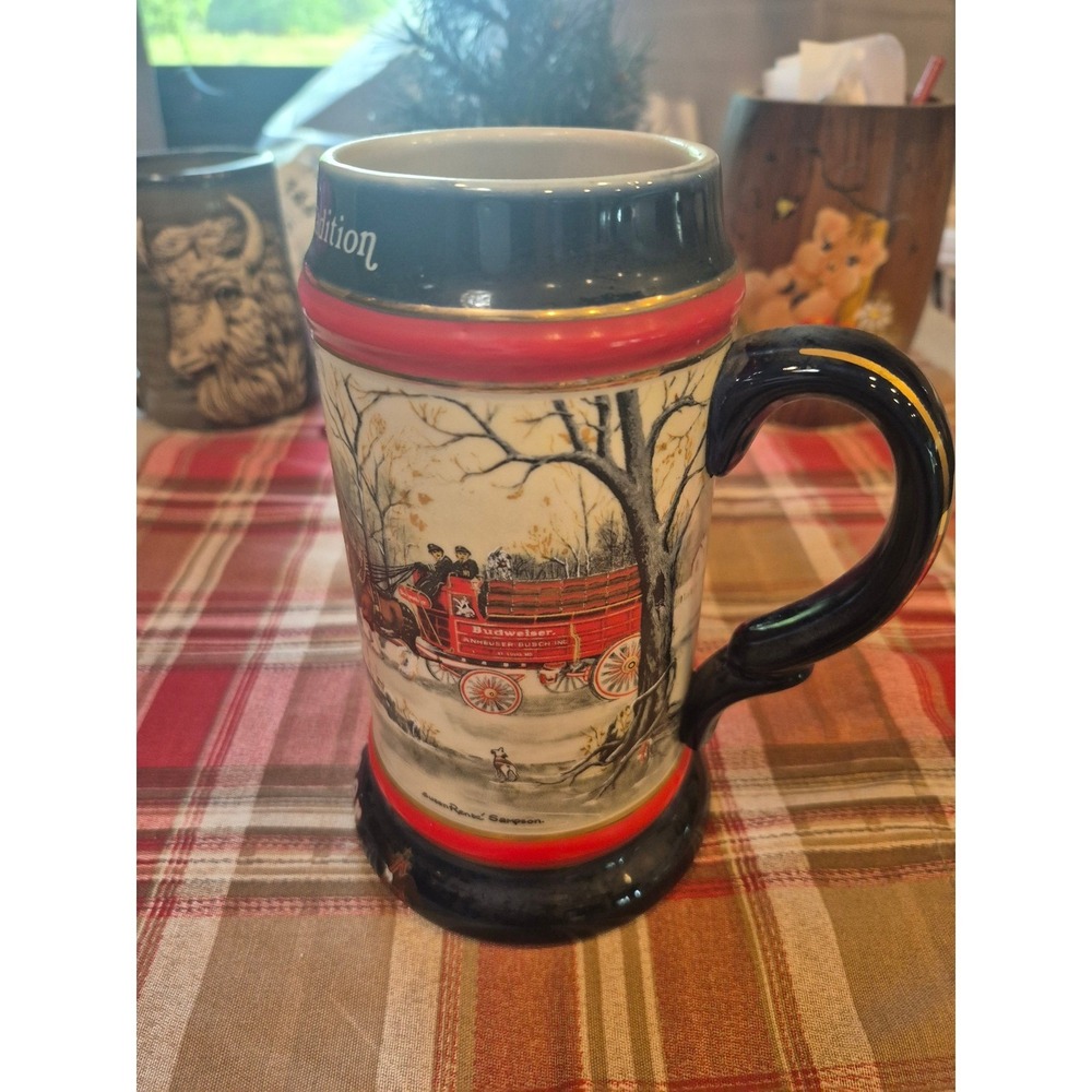 Vintage 1990 Budweiser Holiday Stein An American Tradition Clydesdales - Picture 7 of 11